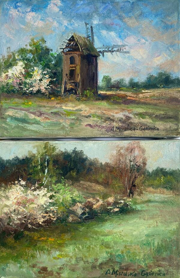 Pendant de tableaux hst ''paysage'' par anna miszalska-gąsienica (1962)