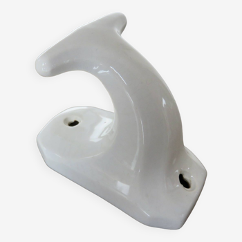 Old wall hook, coat rack, in white porcelain, art deco 30s 40s