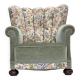 1970s, Danish relax armchair, green furniture velour, original condition.