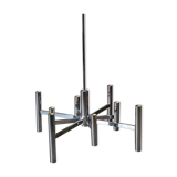 Vintage 8-arm chrome chandelier 1970