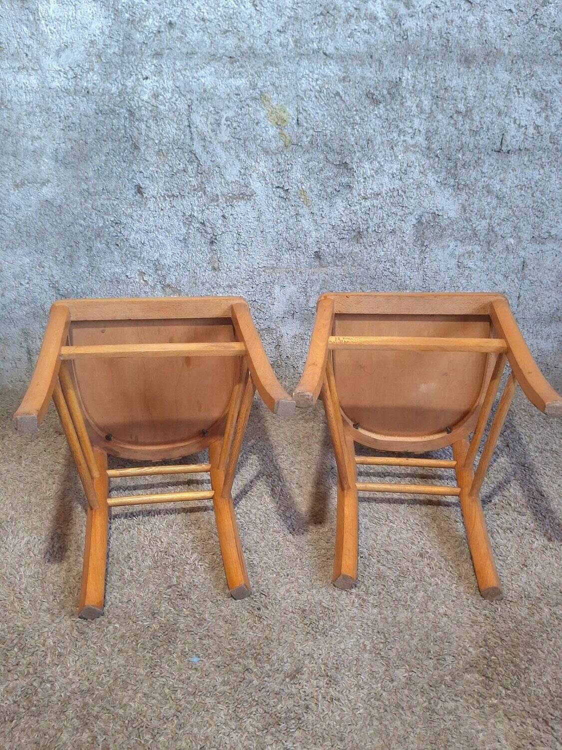 8 Bistro Chairs including 2 Authentic 1950s Solid Beech Luterma Chairs