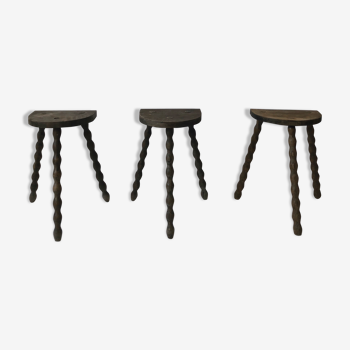 Trio vintage tripods farm stools