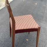 Chaise scandinave en bois palissandre 1960 / 1970 et tissu carreaux marron vintage