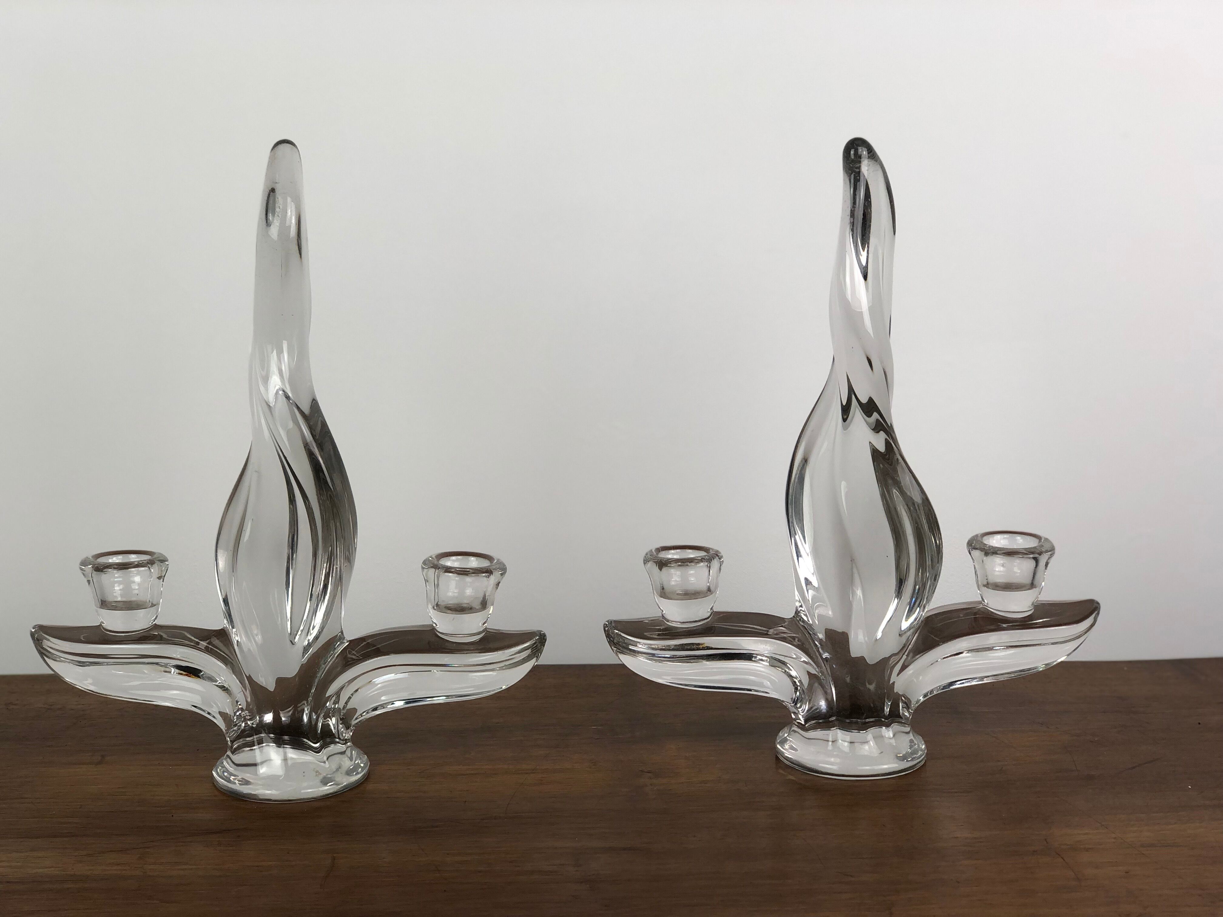 Flame candle holders in vintage crystal 60