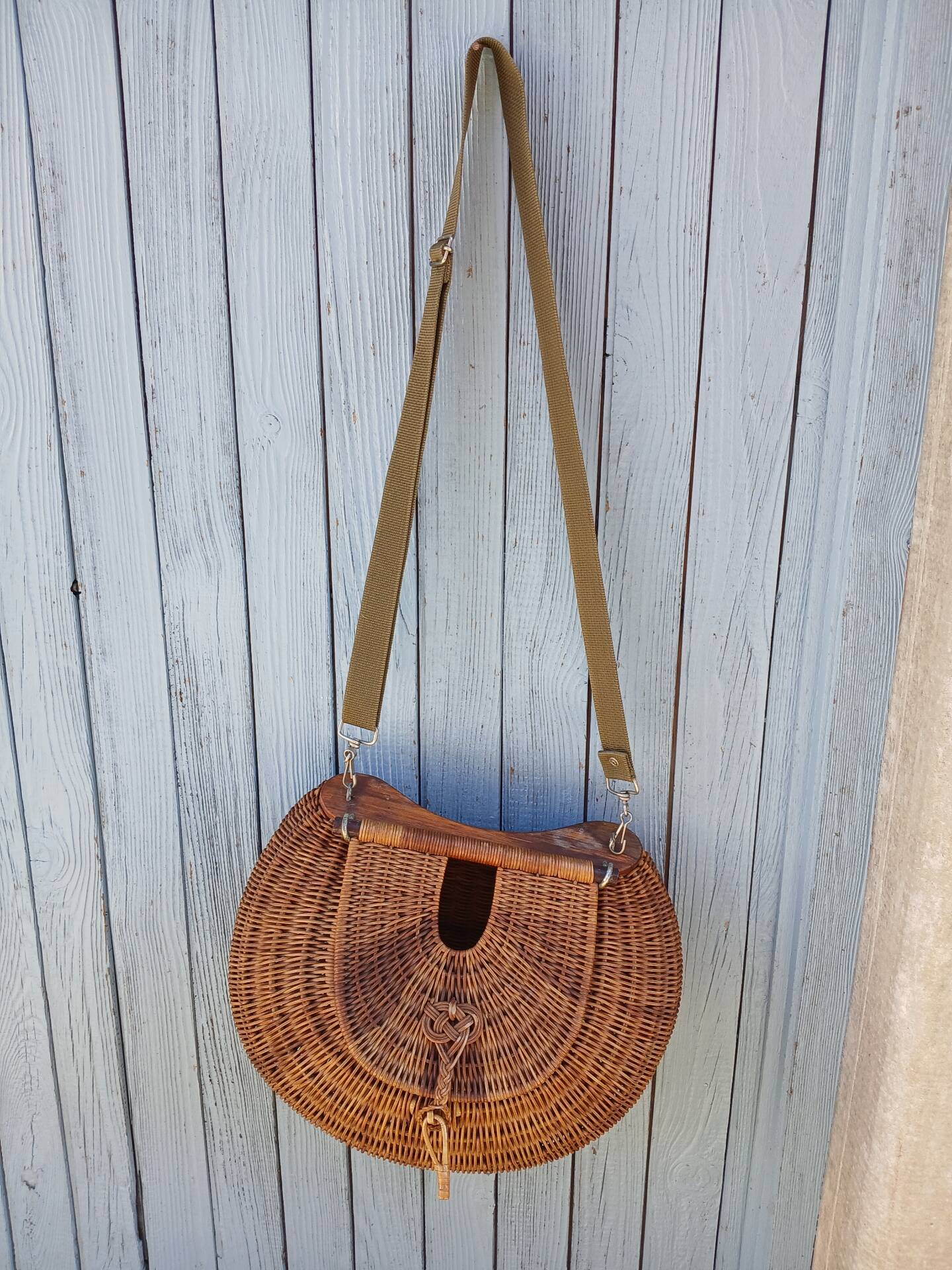Large handmade wicker fishing basket