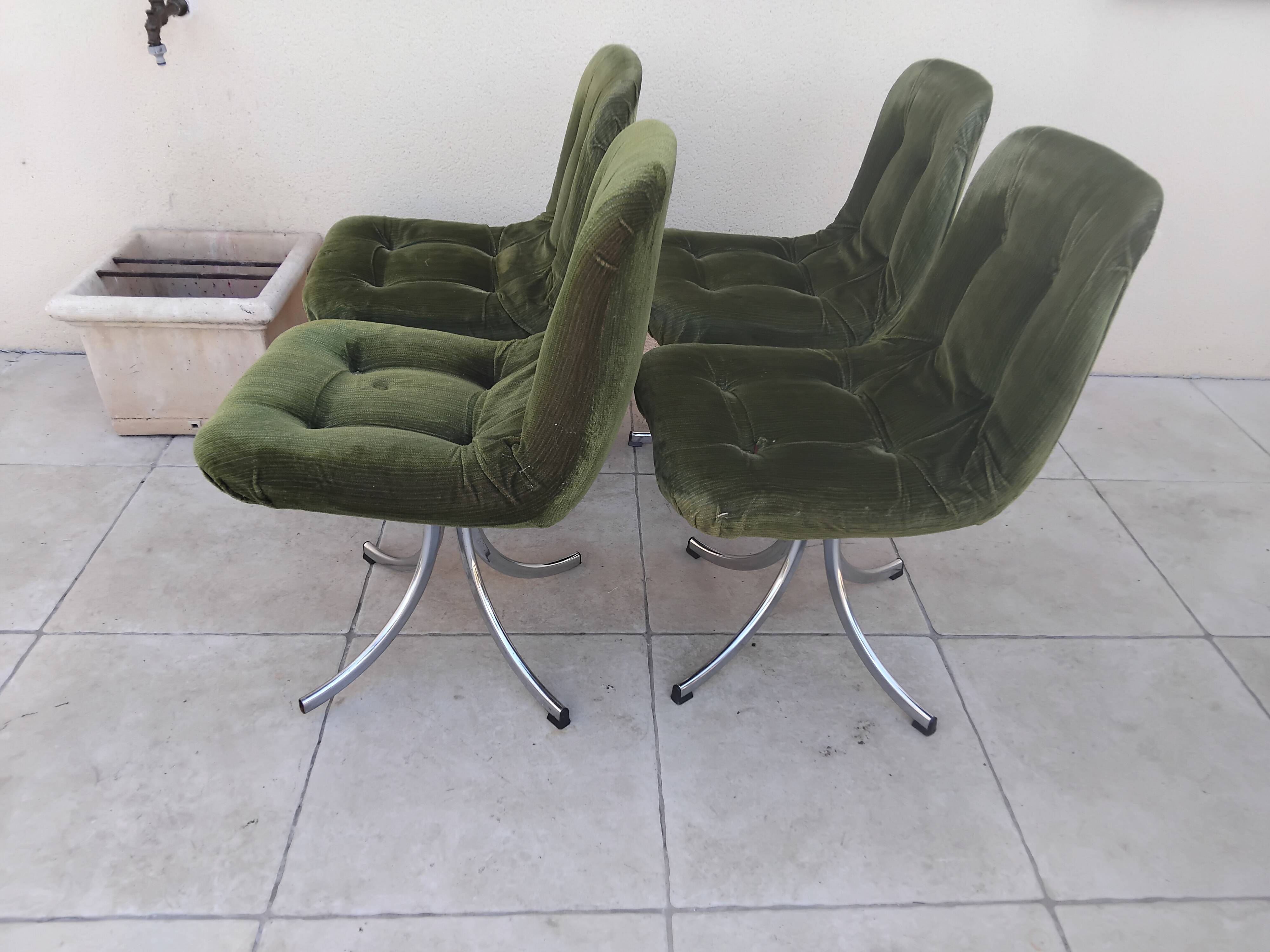 4 chaises vintage GASTONE RINALDI design année 70