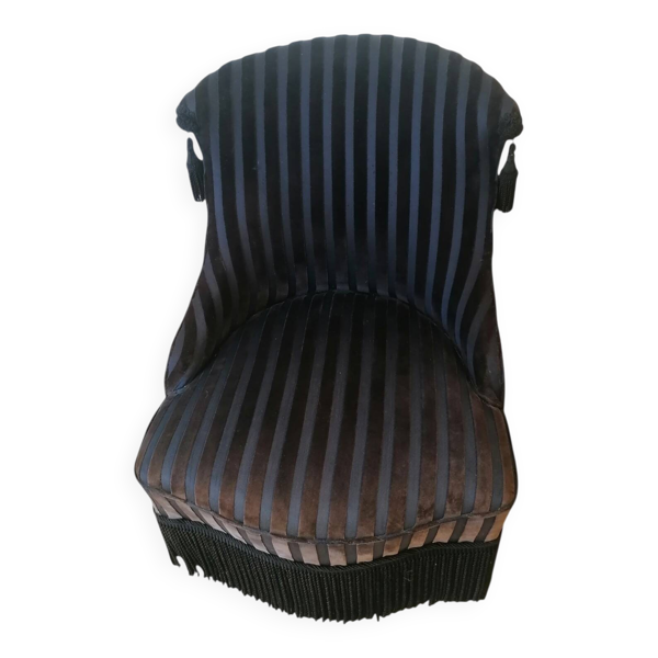Fauteuil crapaud velours rayé noir création Paris