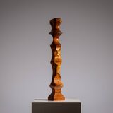 Minimalist abstract handcarved wooden sculpture