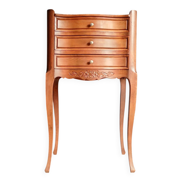 Table chiffonnière galbée en bois fruitier de style Louis XV