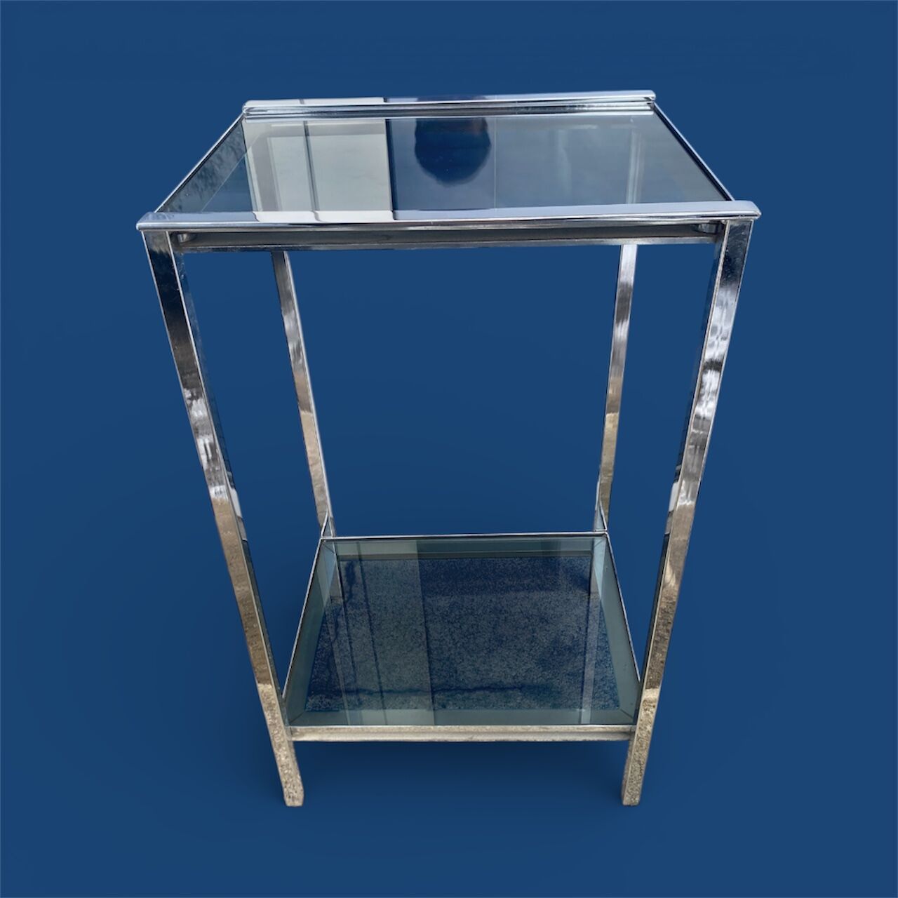 Chrome and smoked glass side table from the 1970s.