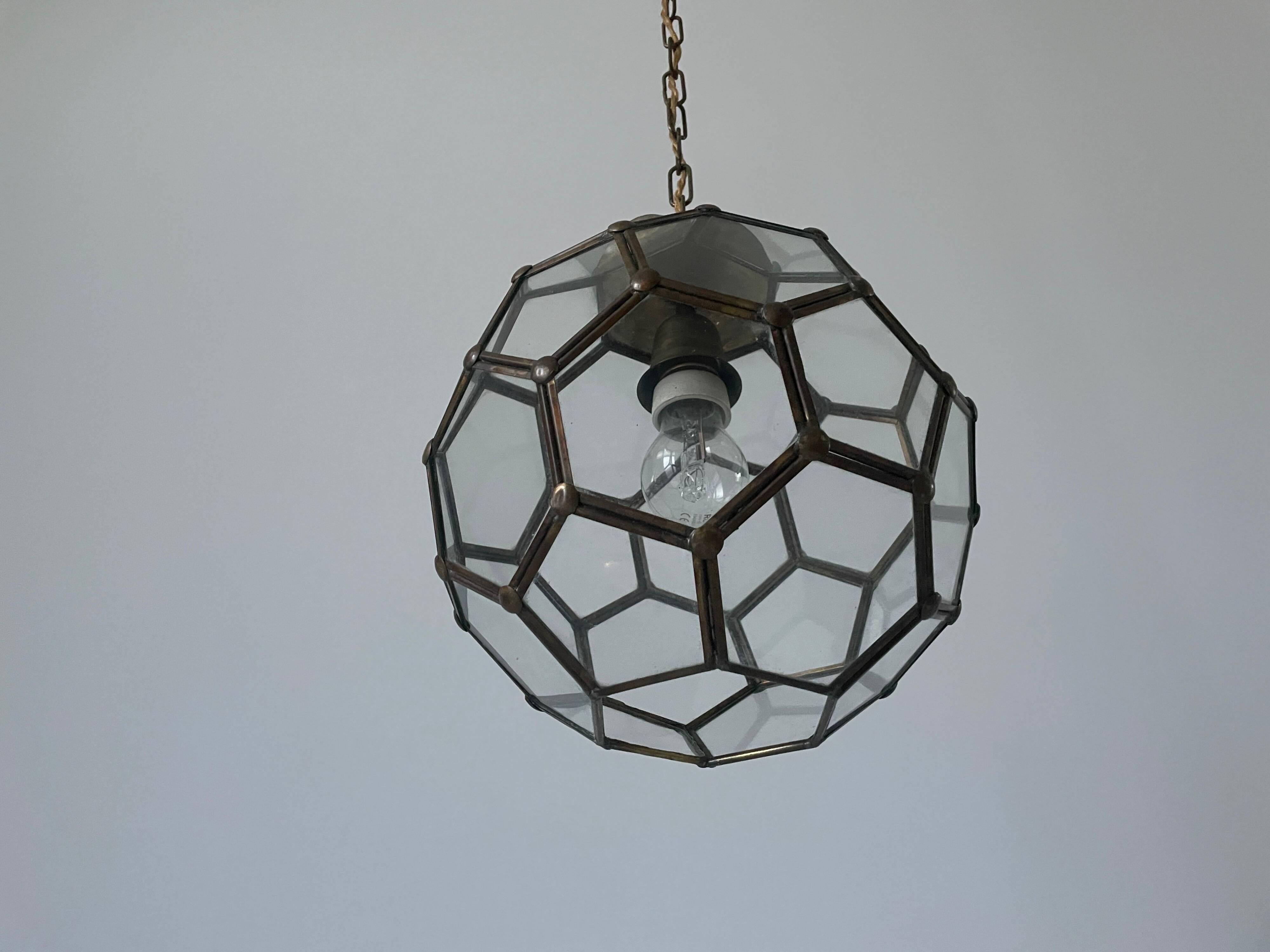 Italian Art Deco glass ceiling light in the shape of a honeycomb, 1950s, Italy.