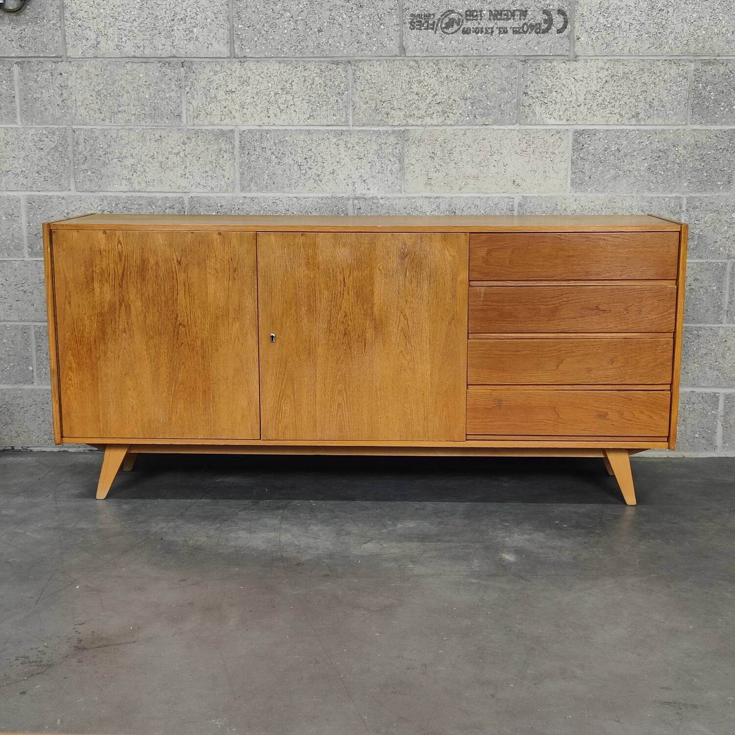 U460 wooden tower sideboard by Jiri Jiroutek for Interier Praha 1960