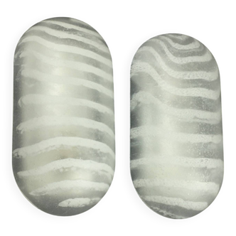 Pair of Modernist Striped Glass Wall Lamps from Peill & Putzler, 1970s