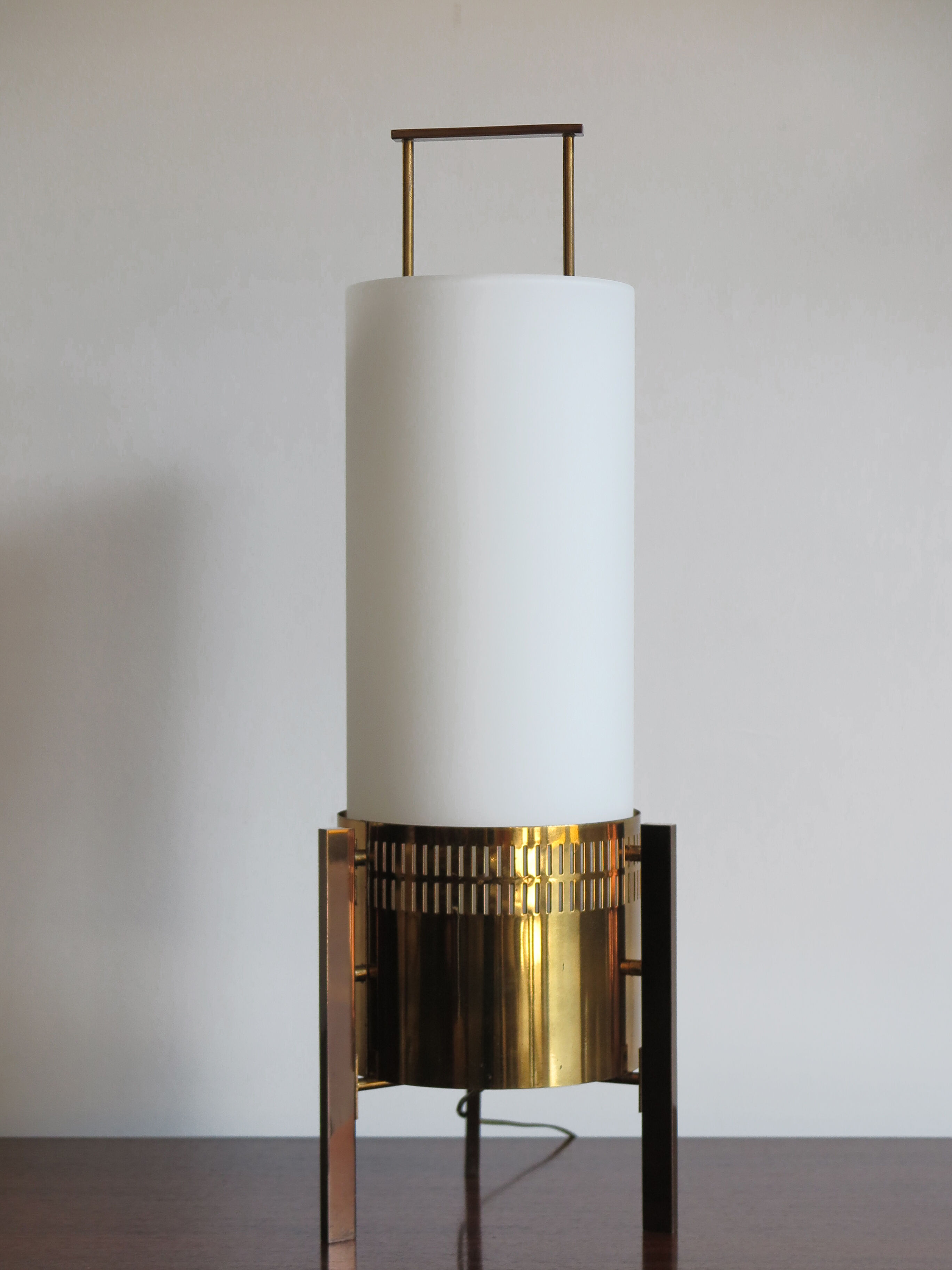 Stilnovo Italian brass glass table lamp 1950s