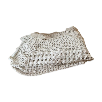 Dessus de lit en crochet blanc vintage