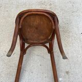 Bentwood bistro chair upholstered in burgundy leather