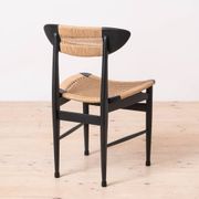 Set of 6 Scandinavian Modern Dining Chairs, Rope Seating and Backrest, 1960