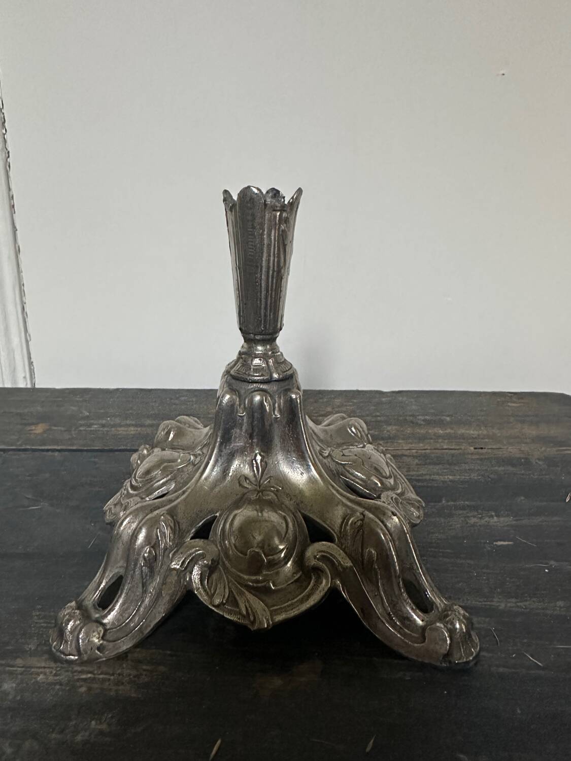 Silver metal candle holder