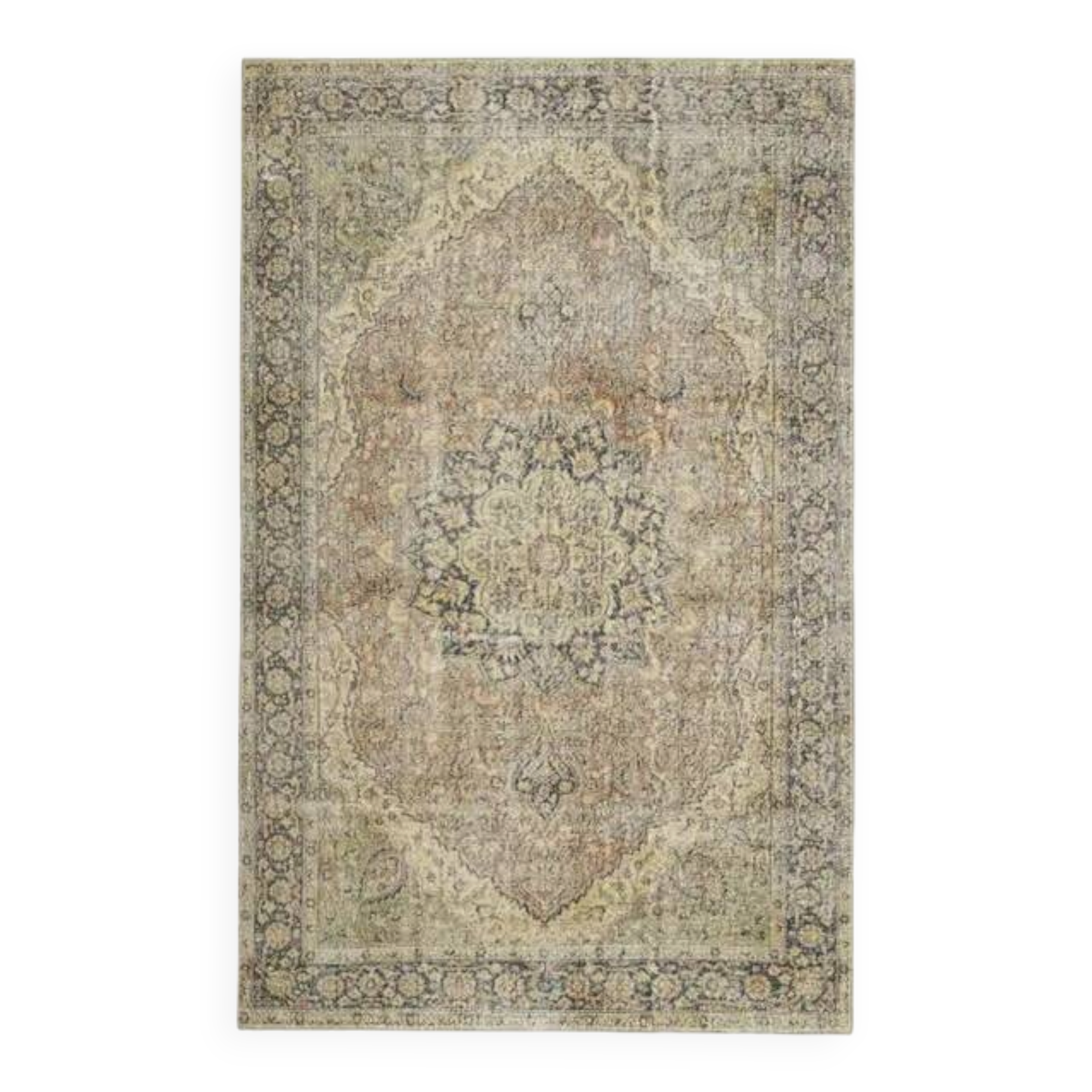Tapis vintage turc Oushak fait main en laine et coton, années 1970