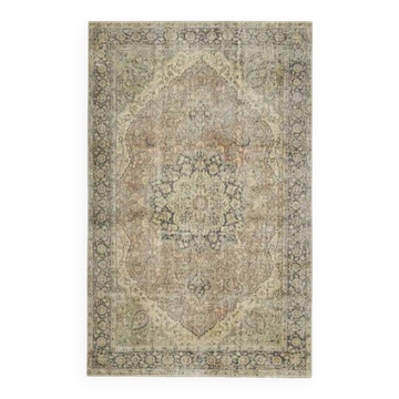 Tapis vintage turc Oushak fait main en laine et coton, années 1970