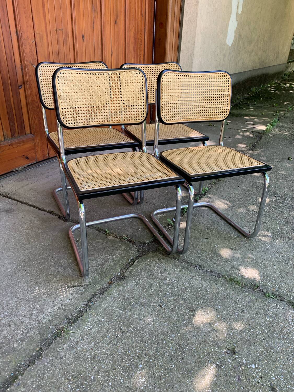 Chaise Cesca Marcel Breuer B32 italienne moderne du milieu du siècle, ensemble de 4 années 70