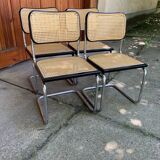 Chaise Cesca Marcel Breuer B32 italienne moderne du milieu du siècle, ensemble de 4 années 70