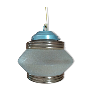 suspension originale globe en verre liseré doré ancien vintage années 50 dp 0421310