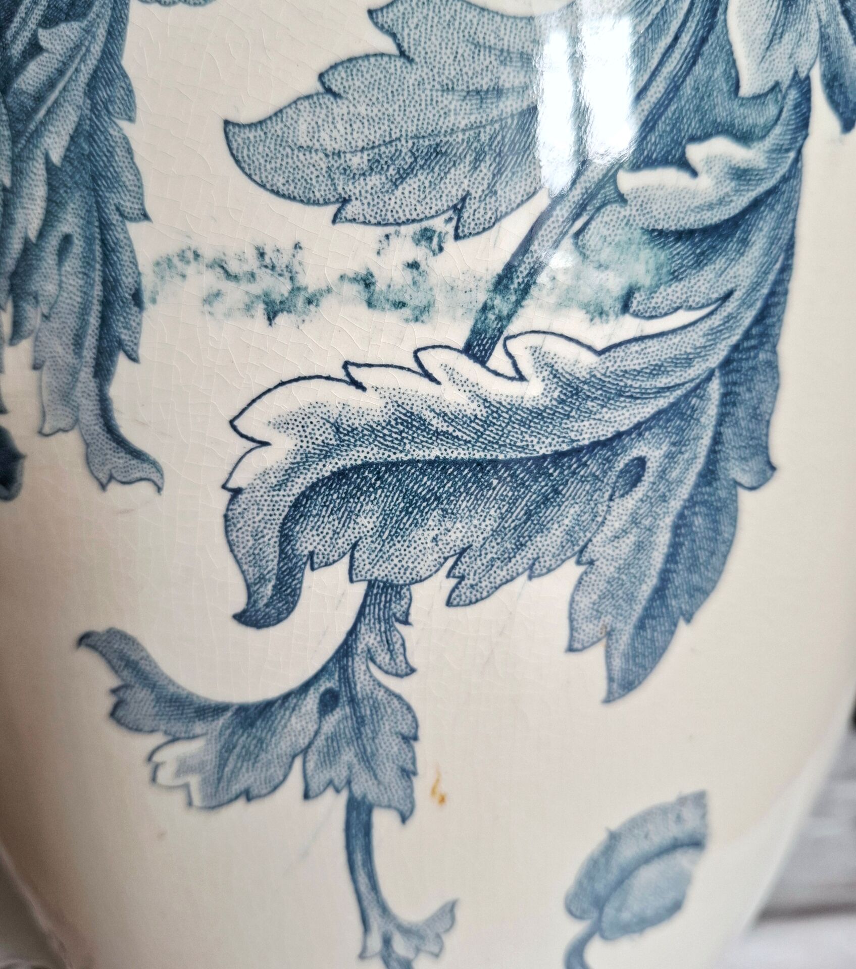 Old pitcher in ironstone faience Longwy