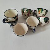 Set of 7 miniature Quimper earthenware cups