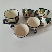 Set of 7 miniature Quimper earthenware cups