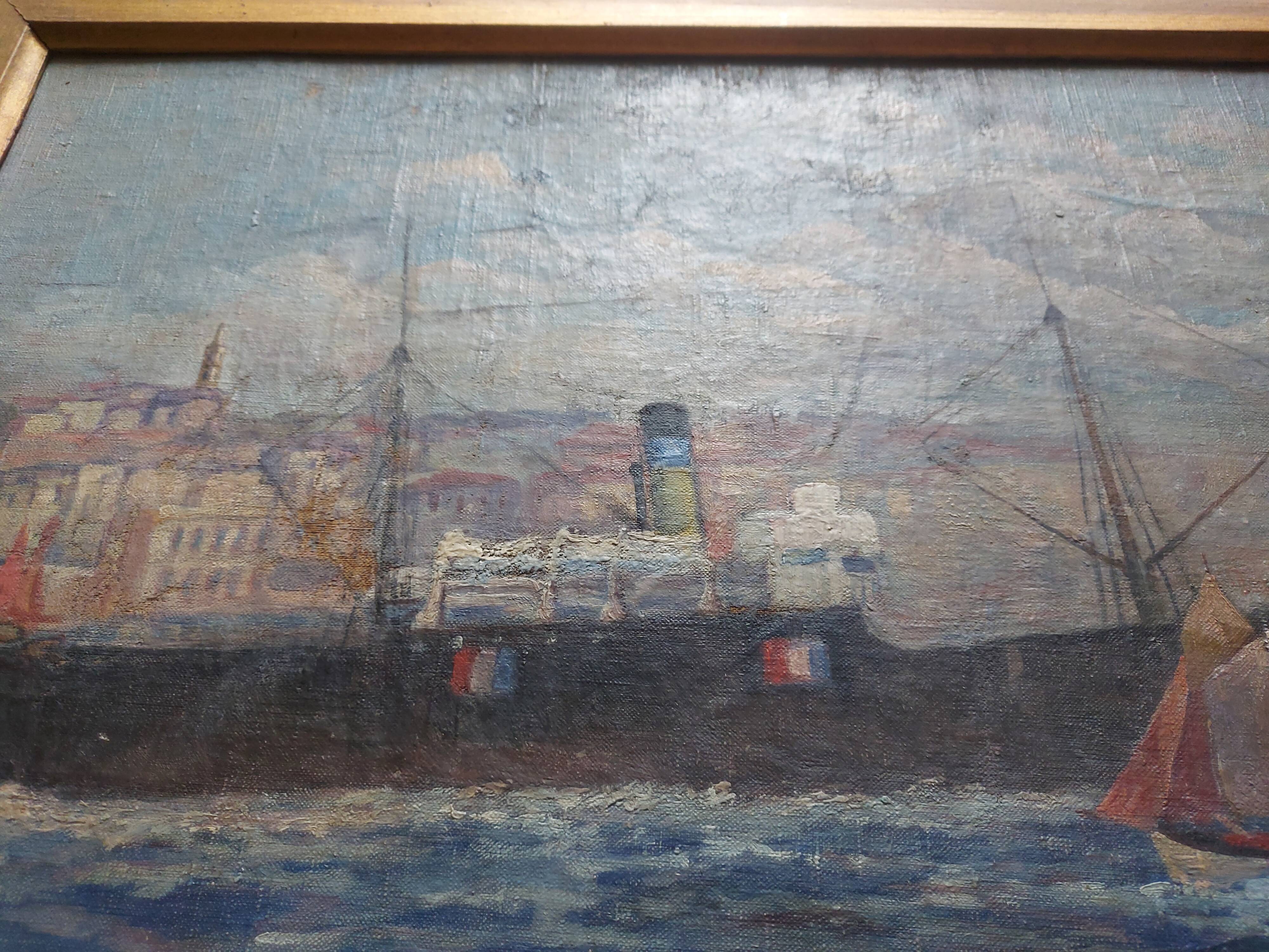 Marine , boat , entrance to the port of Marseille ( le panier )