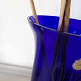 Bohemian vase in cobalt blue glass