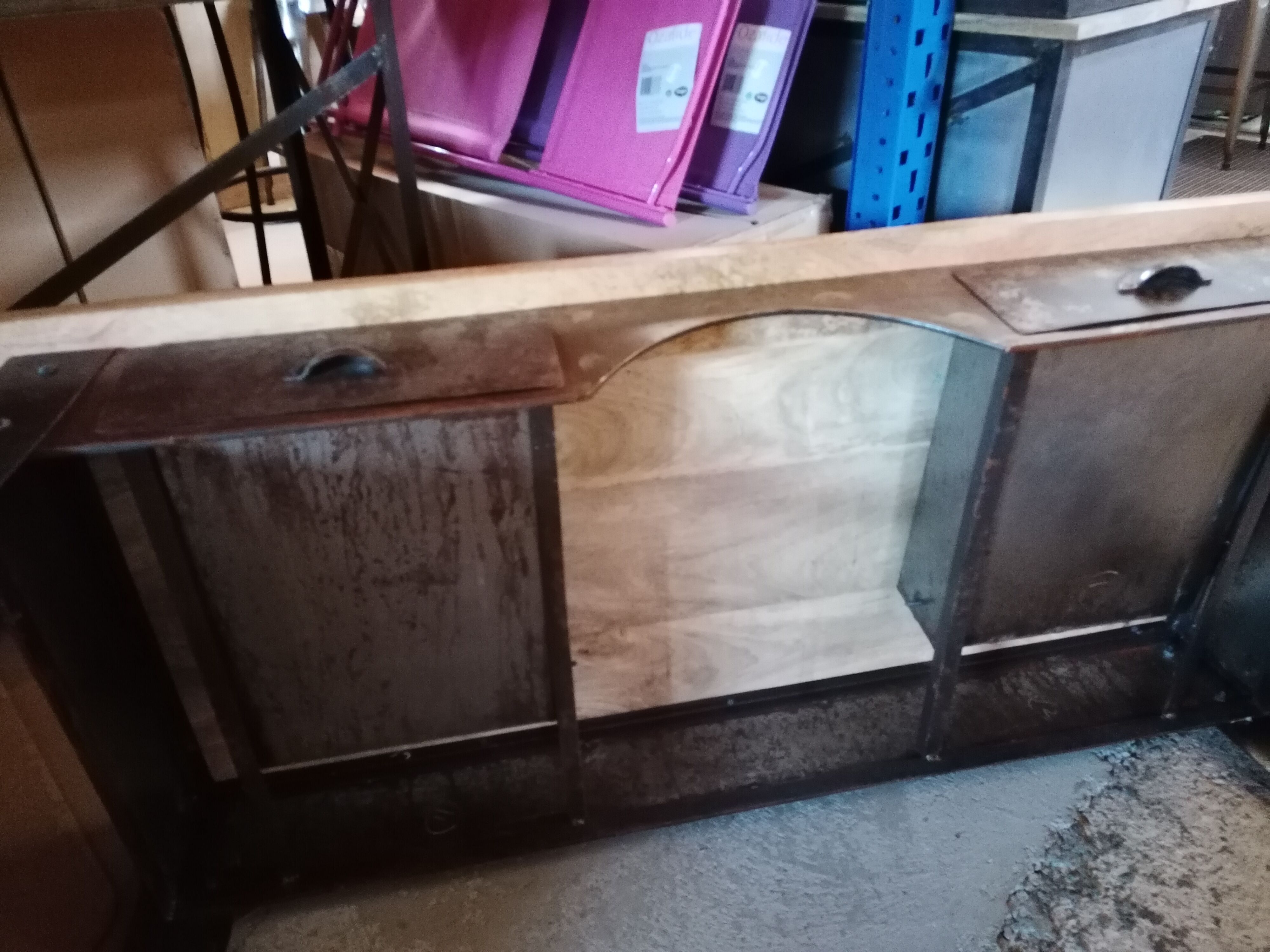 Raw metal industrial desk