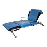 Blue leather lounge chair futuro 3 by massimo iosa ghini for moroso - italy 1980's