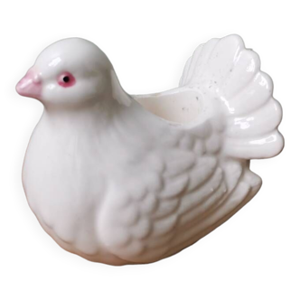 Vintage zoomorphic white dove ceramic candle holder