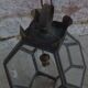 Old lantern in brass and glass with 8 facets or 24 stained glass windows