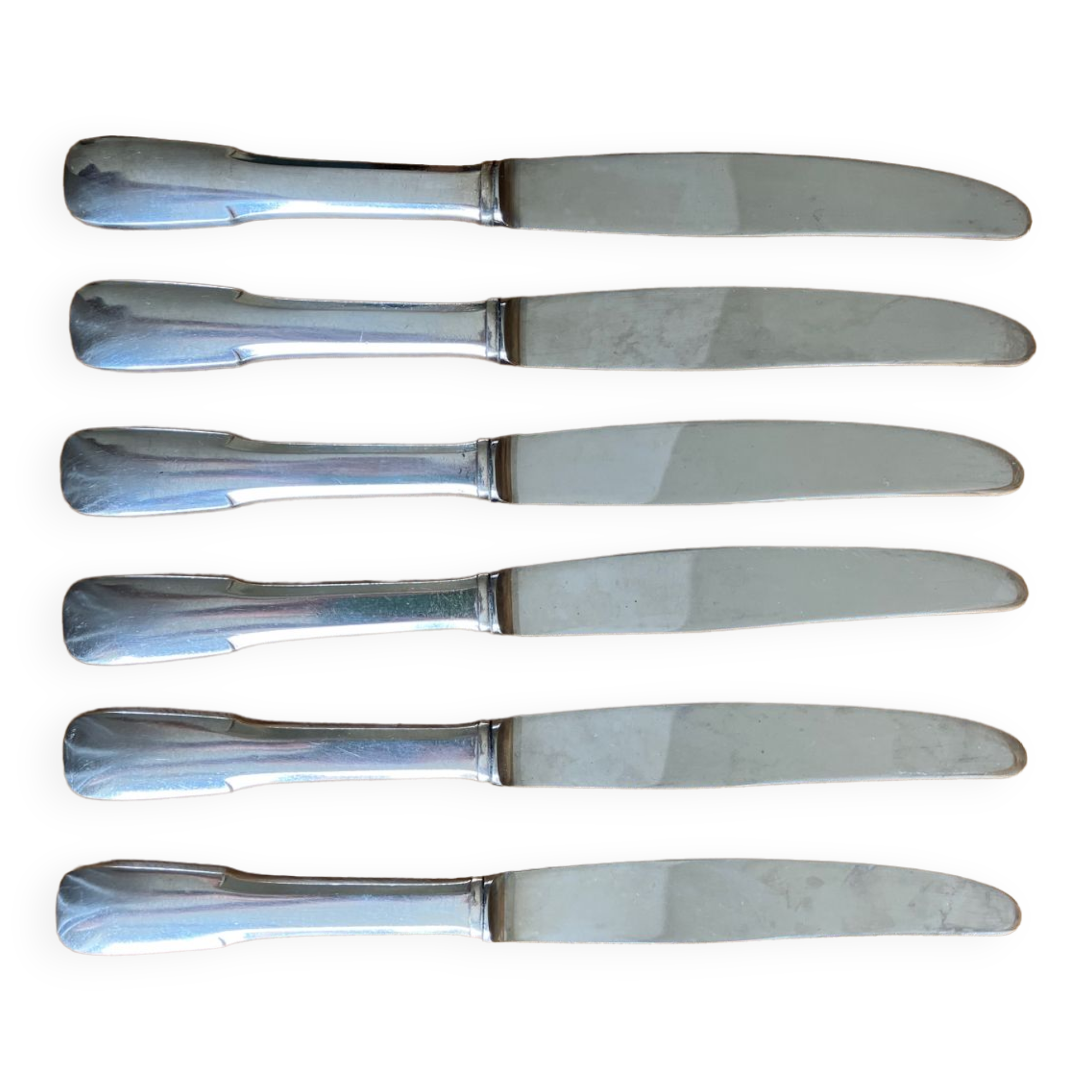 6 silver metal knives