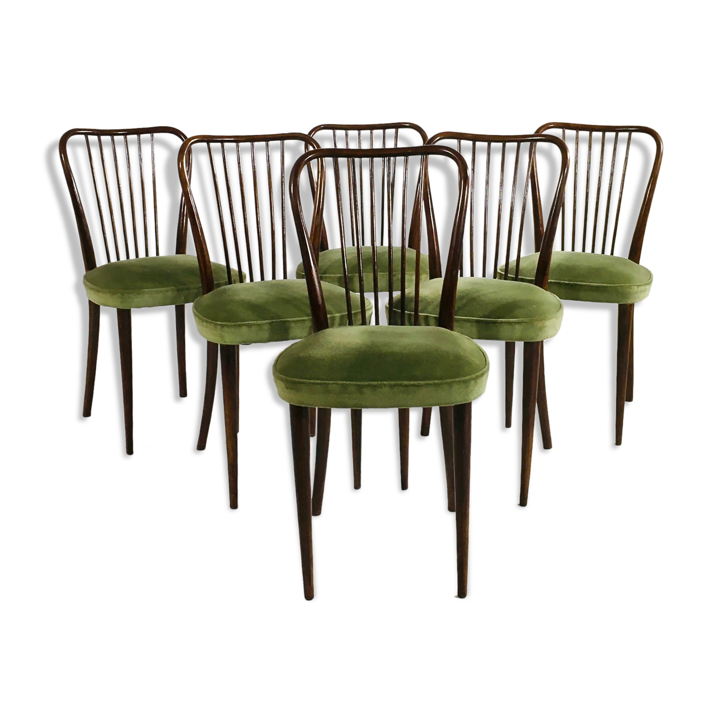 Série de 6 chaises type "Baumann" France 1950's