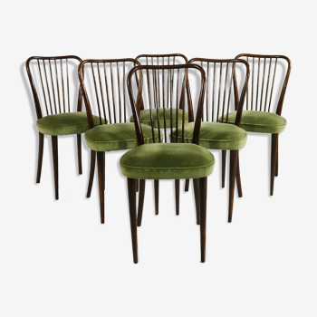 Série de 6 chaises type "Baumann" France 1950's