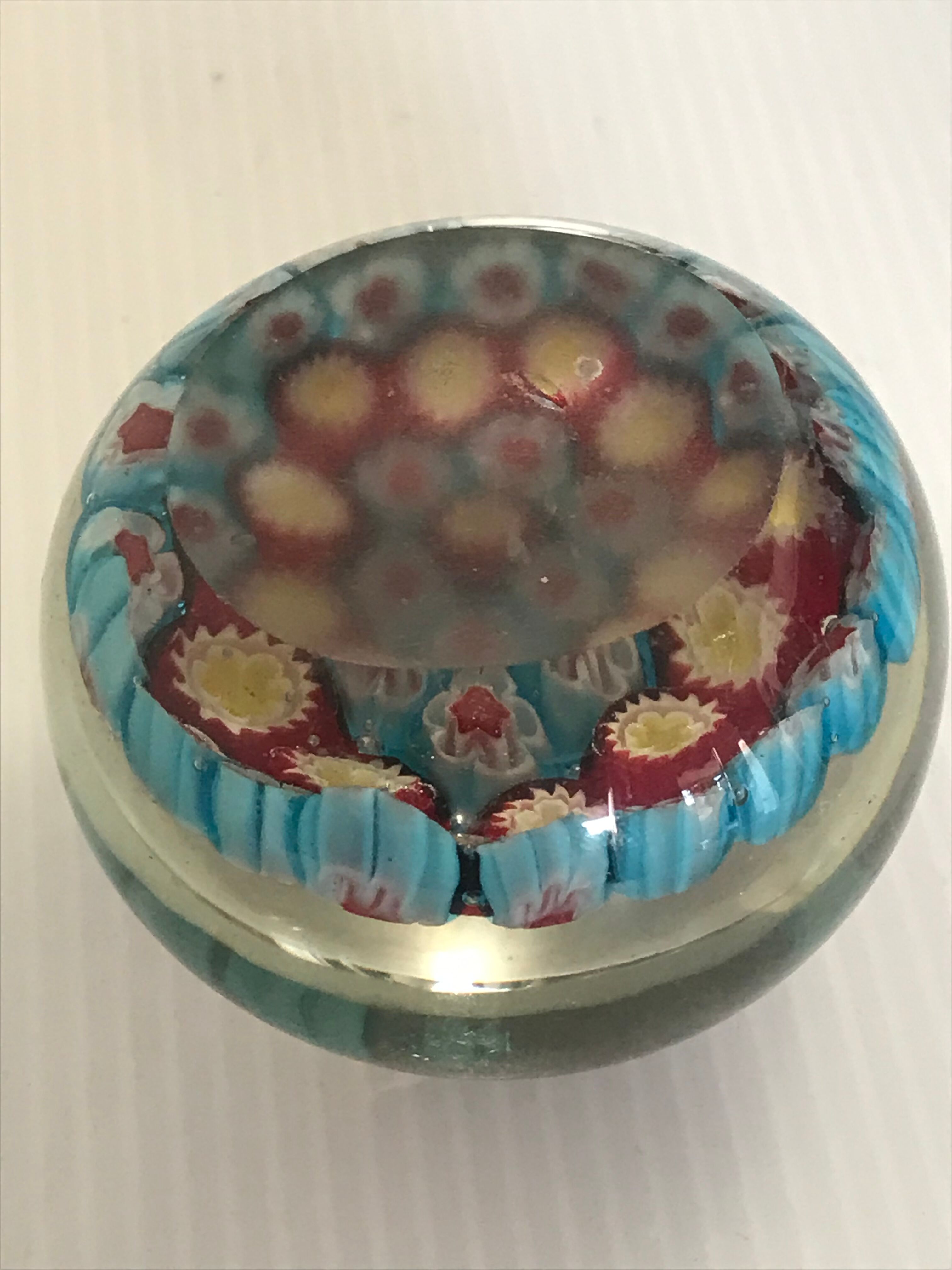Millefiori Murano parchment paperweight