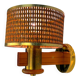 Vintage rattan & wood wall sconce, Italy, 1970s