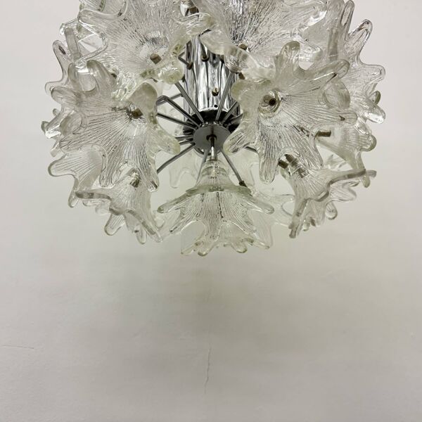 Lustre en verre de Murano spectaculaire en forme de fleur par Venini pour VeArt, Italie, années 1970