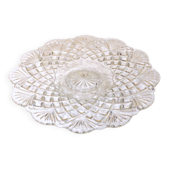 Pressed glass plate in the Pineapple style by Smith Glass, 30cm