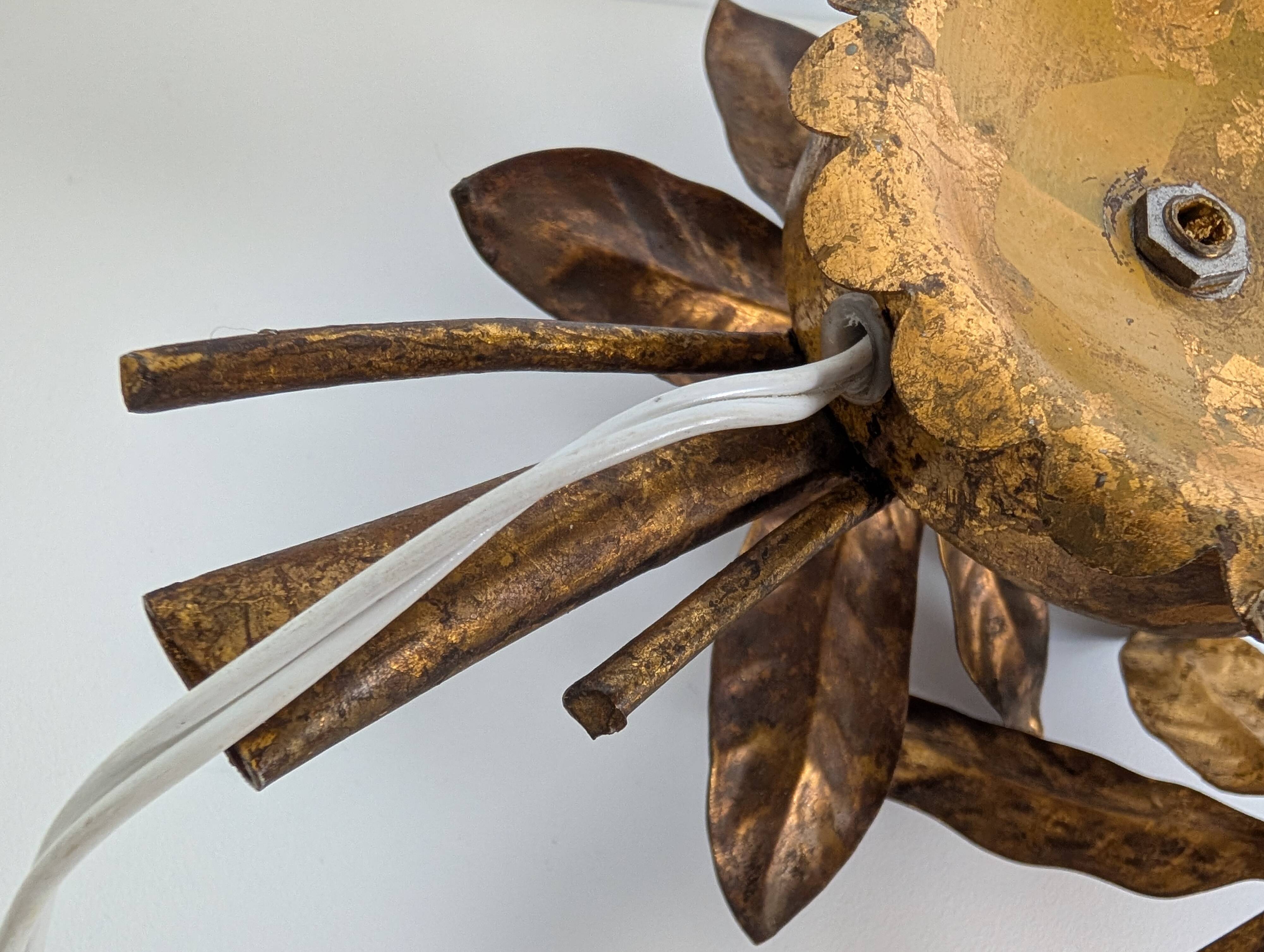 Golden leaf wall light 1970