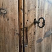 Antique French work cabinet in pine with two doors – rustic country style