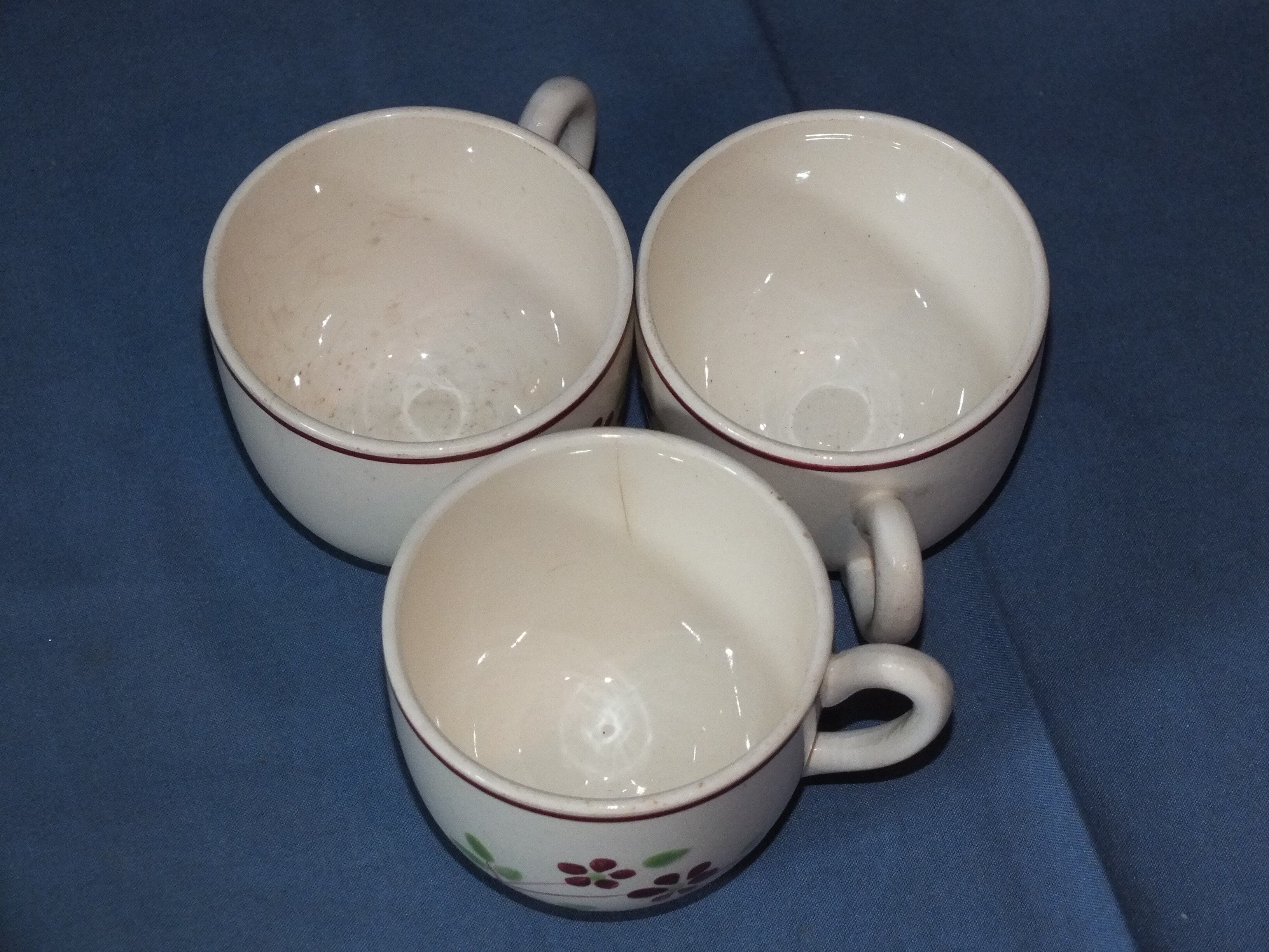 3 vintage cups of Salins earthenware