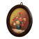 Small vintage oval painting – Raised bouquet of flowers – Retro burgundy frame
