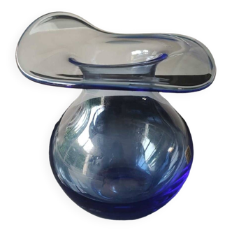 Vase boule Bohémia Selection en cristallin fait main. Bleu cobalt.