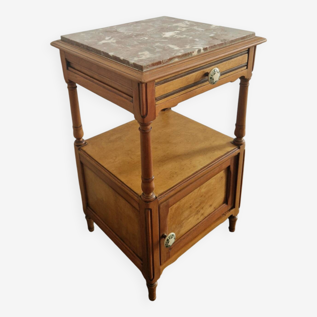 Louis Philippe style bedside table in cherry and ash wood