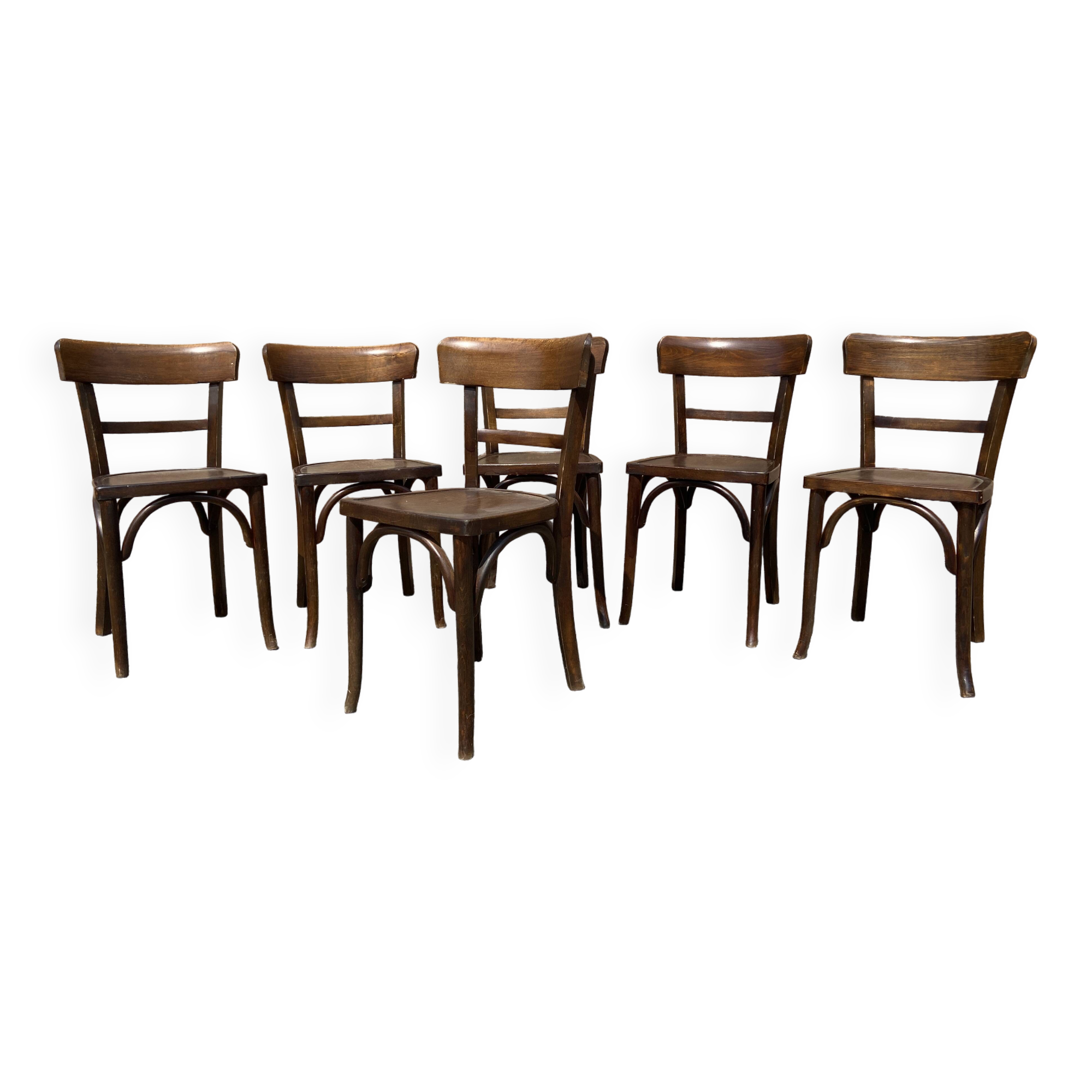 6 chaises bistrot bois courbé vintage